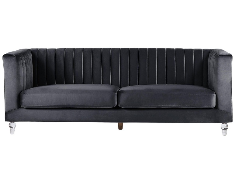 Beliani 3-Sitzer Sofa Samtstoff schwarz ARVIKA