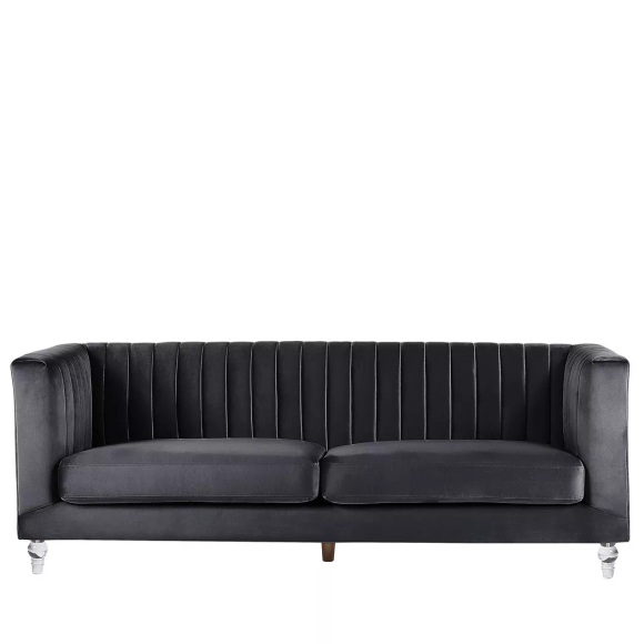 Beliani 3-Sitzer Sofa Samtstoff schwarz ARVIKA