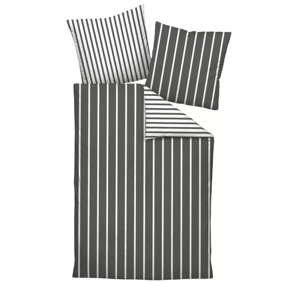 Janine - Bettwäsche  1er Pack-MODERN-CLASSIC, Modern Classic Gestreifte Wende-Satin-Bettwäsche, 135 x 200 cm, Multicolor