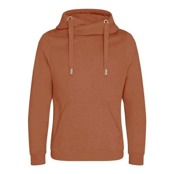 Cross Neck Kapuzenpullover Unisex Dunkelorange M