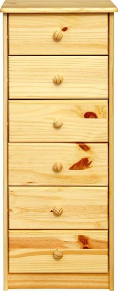 Kommode Bronda Kiefernholz mit 6 Schubladen natur 106