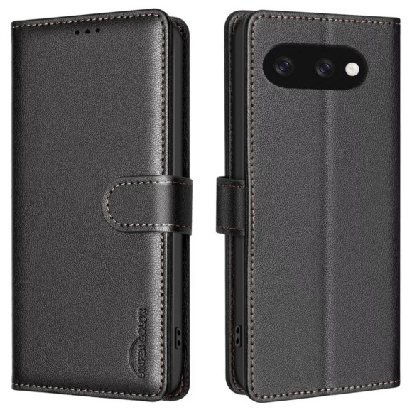 Cover-Discount - Google Pixel 9a BINFEN Leder Etui Hülle mit RFID Blocker, Schwarz