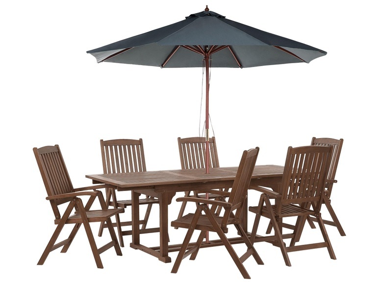 Gartentisch Set aus Akazienholz Rustikal AMANTEA Gartentisch Set aus Akazienholz Rustikal AMANTEA