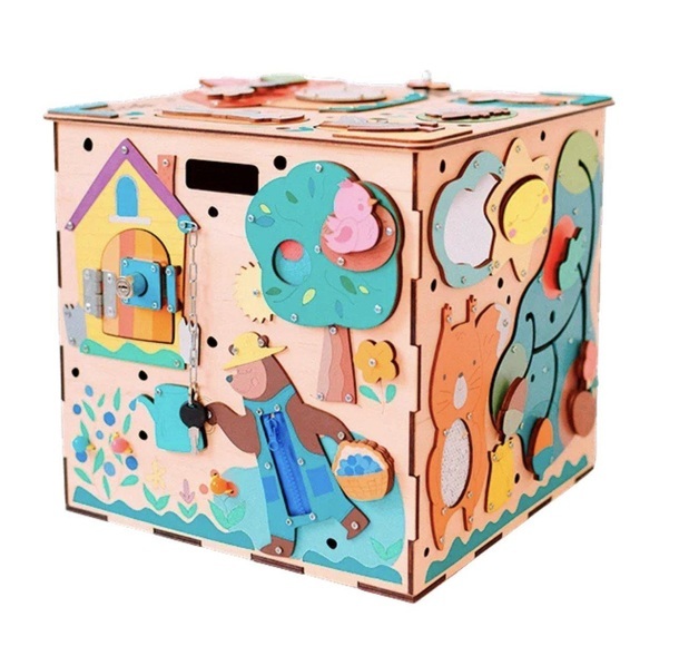 Motorikspielzeug, Aktivhaus Für Kleinkinder, Busybox Mit Beleuchtung, Waldbewohner - Forest Montessori® Unisex Multicolor 35cm