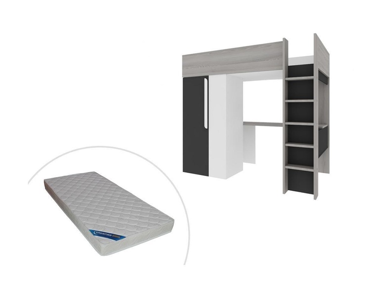 Hochbett NICOLAS II mit Schrank Schreibtisch + Matratze Hochbett NICOLAS II mit Schrank Schreibtisch + Matratze