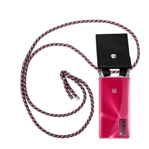 Handy Kette für Huawei NOVA 7 5G Silikon mit Silbernen Ringen