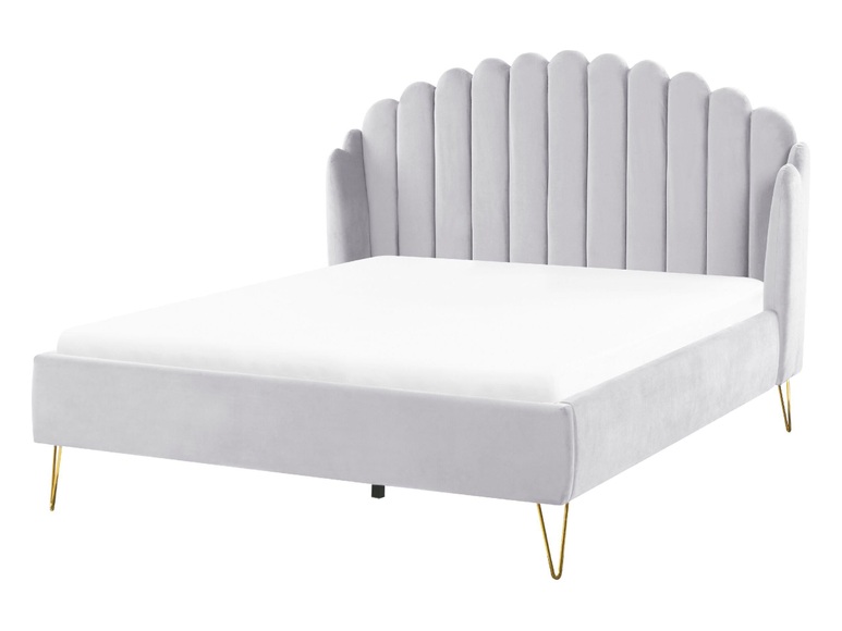 Bett mit Lattenrost aus Samtstoff Retro AMBILLOU Bett mit Lattenrost aus Samtstoff Retro AMBILLOU