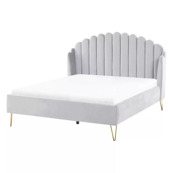 Bett mit Lattenrost aus Samtstoff Retro AMBILLOU Bett mit Lattenrost aus Samtstoff Retro AMBILLOU
