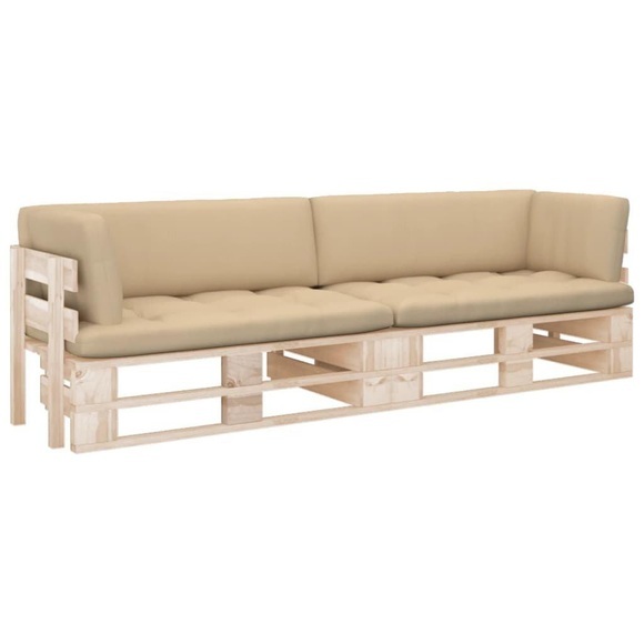 vidaXL 2-Sitzer-Palettensofa mit Kissen Imprägniertes Kiefernholz