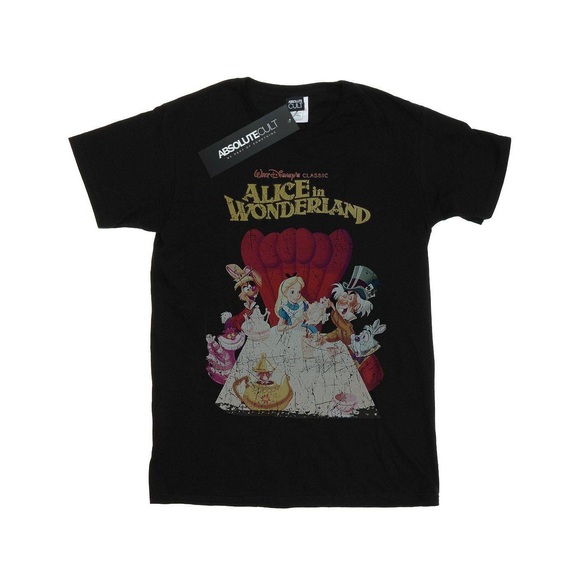 Alice In Wonderland Retro Poster Tshirt Unisex Schwarz 152-158