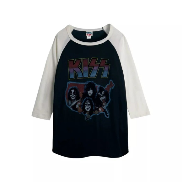 KISS - TShirtRaglanärmel, für Damen, Schwarz, Größe M