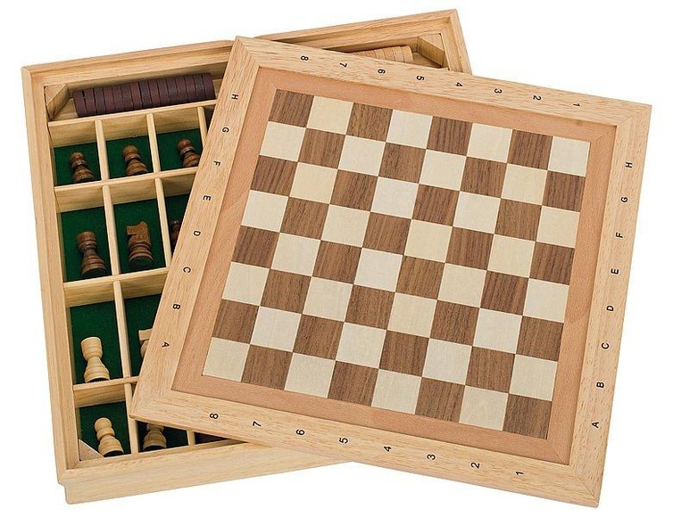 Spiele-Set Schach, Dame und Mühle