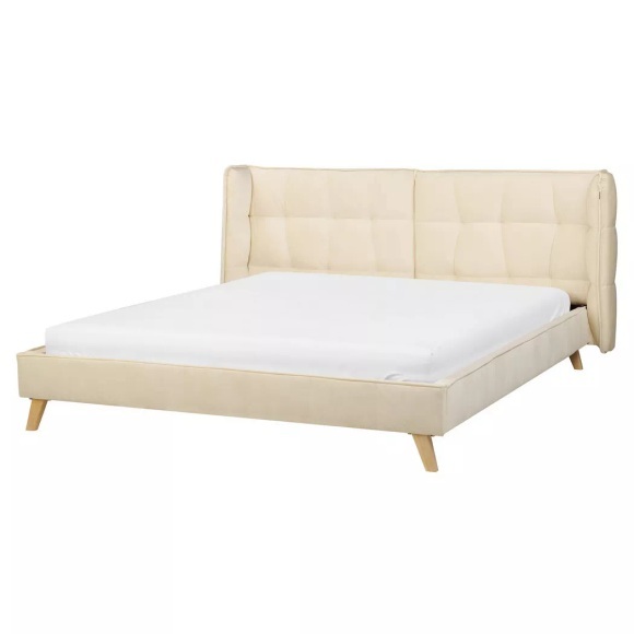 Beliani - Bett mit Lattenrost aus Samtstoff Retro SENLIS, 160X200CM, Baumnuss