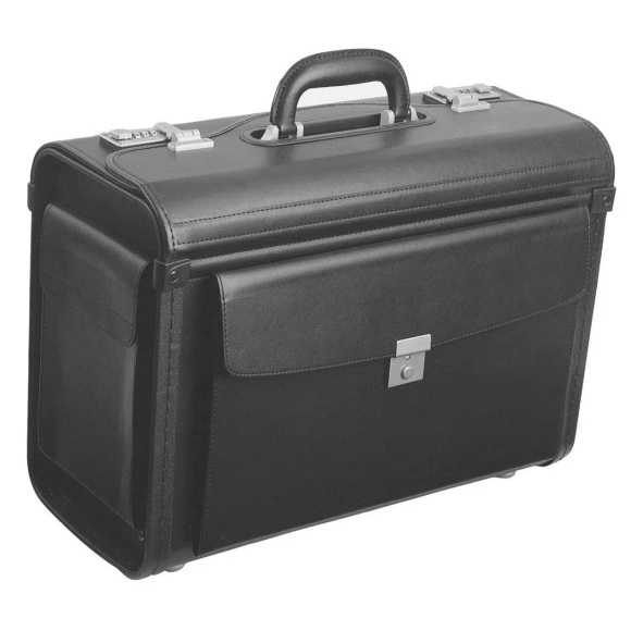 Dermata Lederwaren Pilotenkoffer 46cm aus Rindspaltleder in Schwarz