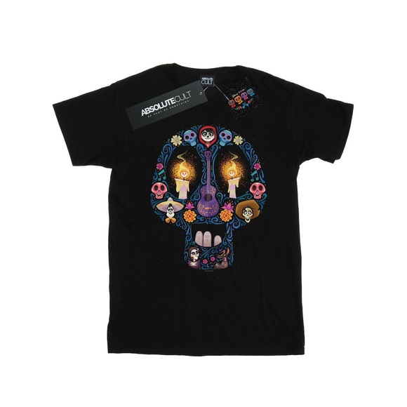 Coco Kerze Totenkopf Baumwolle Boyfriend Tshirt Damen Schwarz 4XL