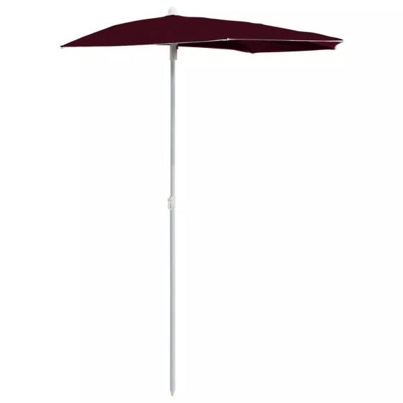 vidaXL Halb-Sonnenschirm mit Mast 180x90 cm Bordeauxrot