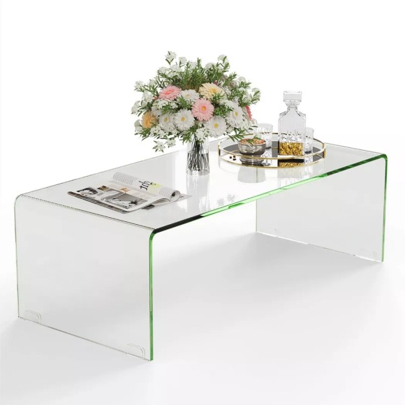 B2X - Couchtisch Glastisch U-förmiger Beistelltisch aus Gehärtetem Glas, One Size, Transparent