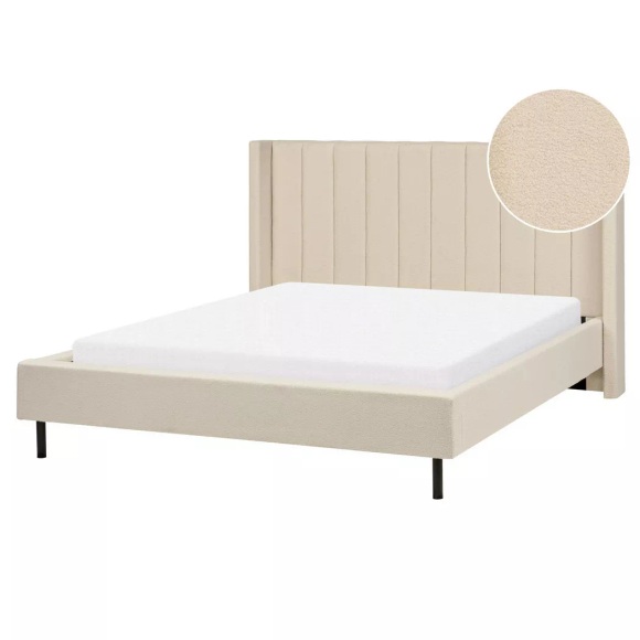 Bett mit Lattenrost aus Bouclé Modern VILLETTE Bett mit Lattenrost aus Bouclé Modern VILLETTE