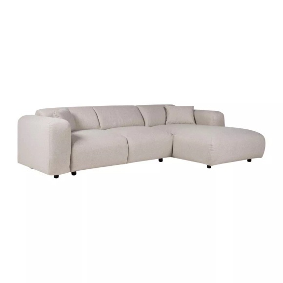 Großes Ecksofa - Ecke rechts - melierter Stoff - Beige - POGNI Großes Ecksofa - Ecke rechts - melierter Stoff - Beige - POGNI