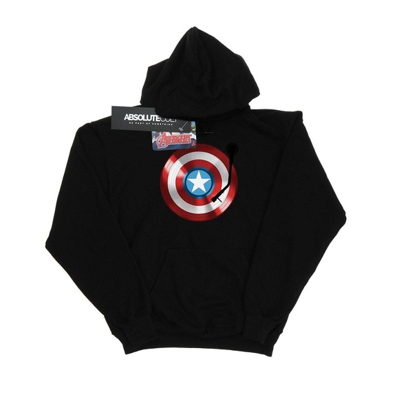 Captain America Drehscheibe Hoodie Damen Schwarz XL