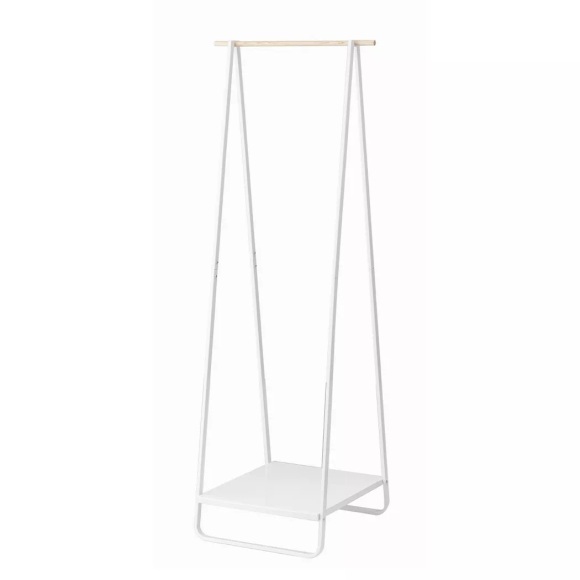 Yamazaki - Kleiderständer aus Metall und Holz H140 cm, One Size, Weiss