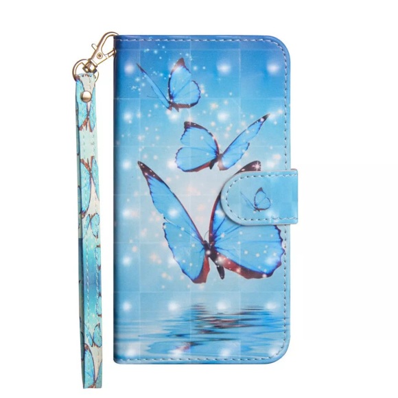 iPhone 11 - Etui Ledertasche Schmetterlinge Glitzer Effekt
