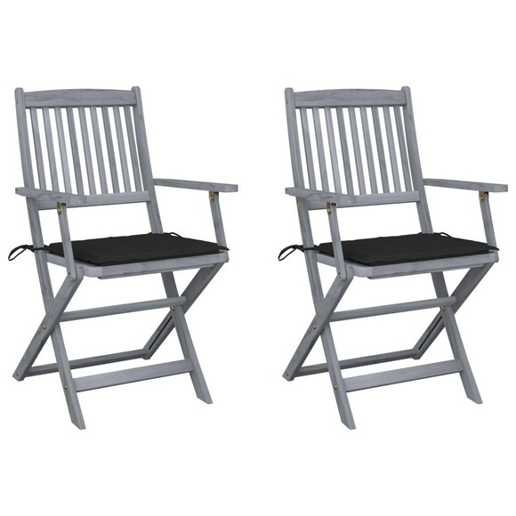 vidaXL Klappbare Gartenstühle 2 Stk. mit Sitzkissen Massivholz Akazie