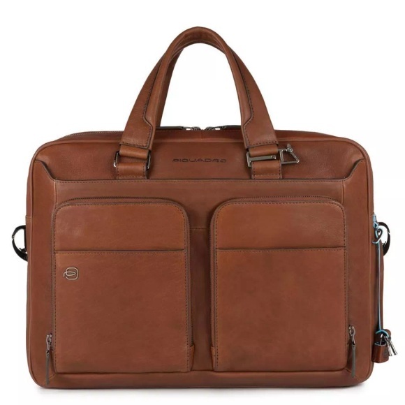 Piquadro Black Square - 15 Zoll Kurzgriff-Tasche in Braun