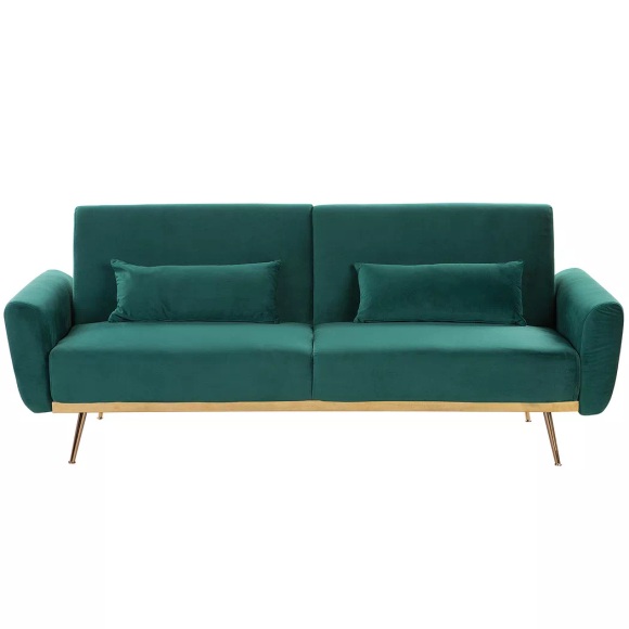 Beliani 3-Sitzer Sofa Samtstoff grün EINA