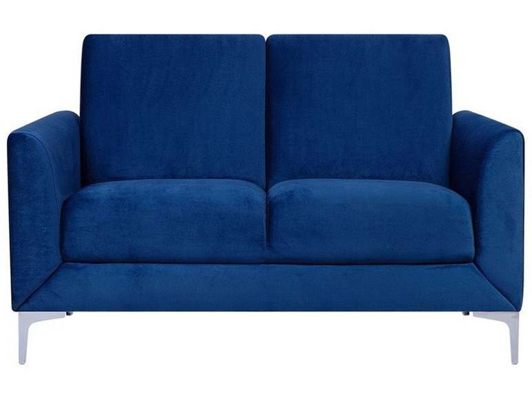 Beliani 2-Sitzer Sofa Samtstoff marineblau FENES