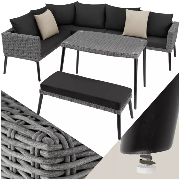 Rattan Lounge mit Aluminiumgestell Pula Rattan Lounge mit Aluminiumgestell Pula