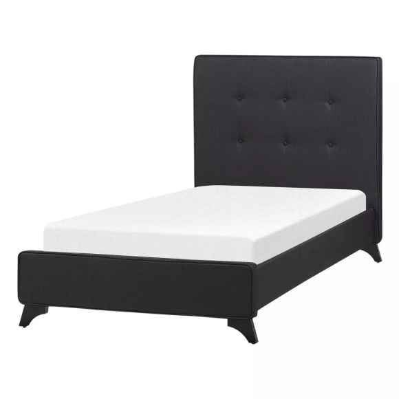 Beliani Polsterbett schwarz Lattenrost 90 x 200 cm AMBASSADOR