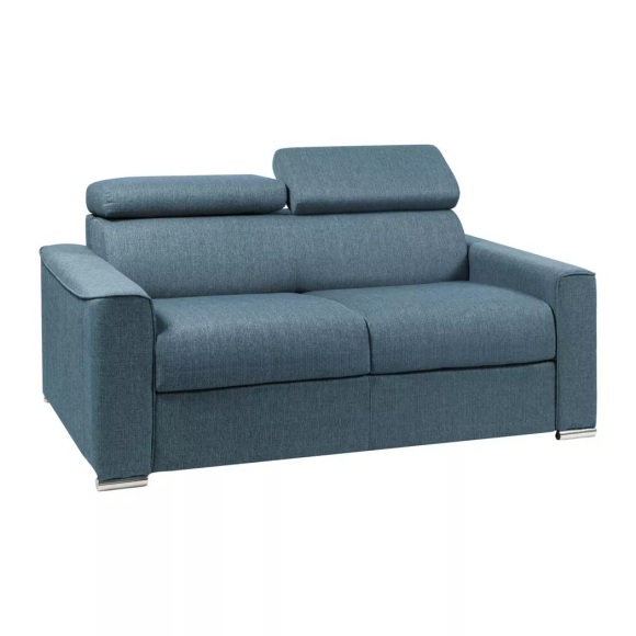 LINEA SOFA - Schlafsofa 2-Sitzer - Liegefläche: 120 cm - Matratzenhöhe: 22 cm mit Memory Schaum - Stoff - Blau - VIZIR, One Size