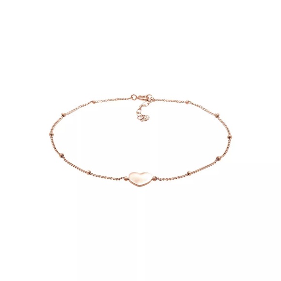 Fußschmuck Herz Kugelkette Damen Goldrosa 22cm