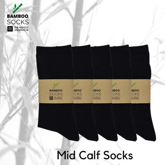 Bambus Socken Mid-calf Schwarz ( 5 Paar Pro Pack), Größe Xl Unisex Schwarz ONE SIZE