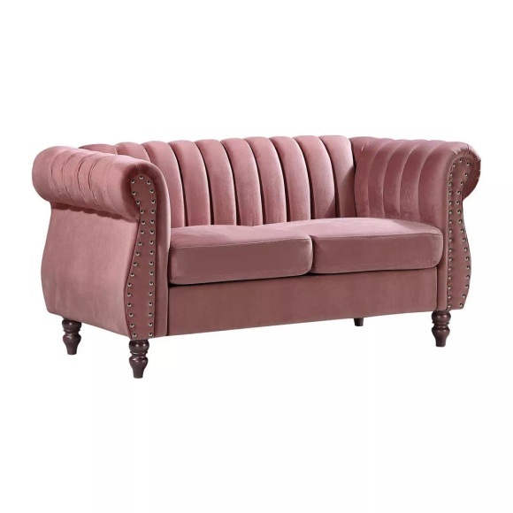 Chesterfield-Sofa - 2-Sitzer - Samt - Altrosa - TRUMBO Chesterfield-Sofa - 2-Sitzer - Samt - Altrosa - TRUMBO