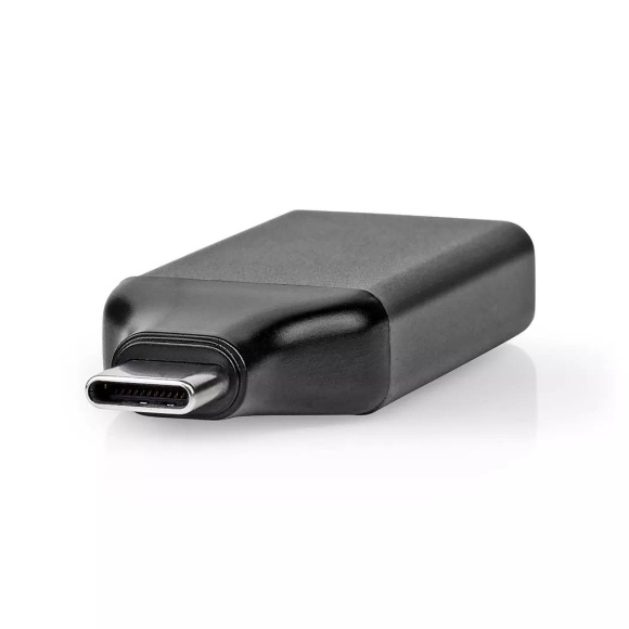 USB-C?-Adapter | USB 3.2 Gen 1 | USB-C?-Stecker | HDMI?-Ausgang | 4K@60Hz | Rund | Vernickelt | Schwarz / Grau | Kasten