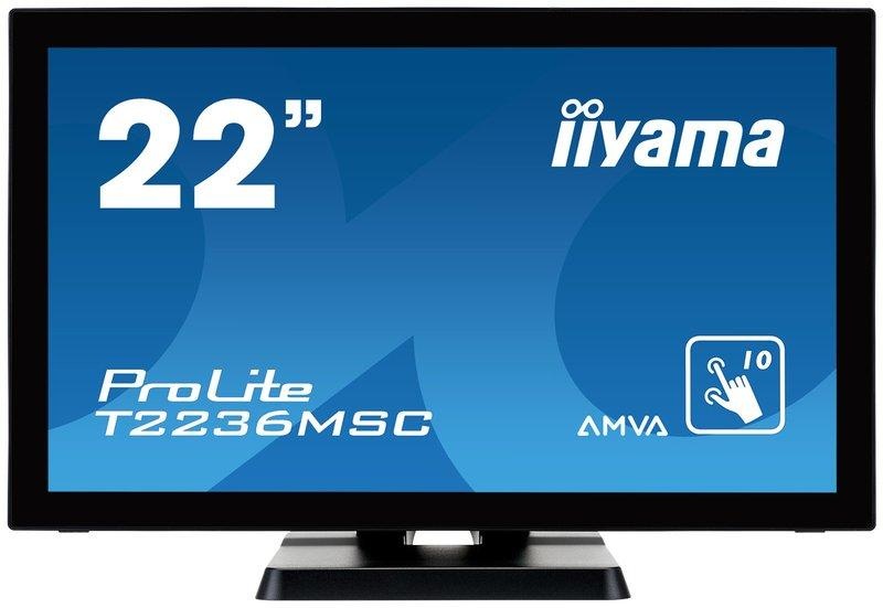 Iiyama T2236MSC-B2 Touchscreen-Monitor EEK: B (A+ - F) 55.9 cm (22 Zoll) 1920 x 1080 Pixel 16:9 8 ms USB 3.0, VGA, DVI,
