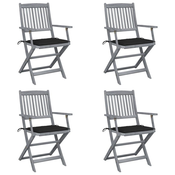 vidaXL Klappbare Gartenstühle 4 Stk. mit Sitzkissen Massivholz Akazie