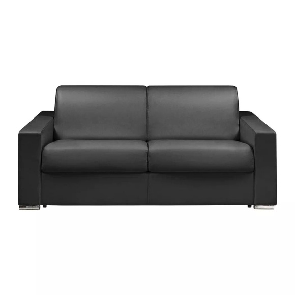 LINEA SOFA - Schlafsofa mit Matratze 3-Sitzer Kunstleder - Schwarz - Liegefläche mit Lattenrost: 140 cm - Matratzenhöhe: 18 cm mit Memory Schaum - CALITO, One Size