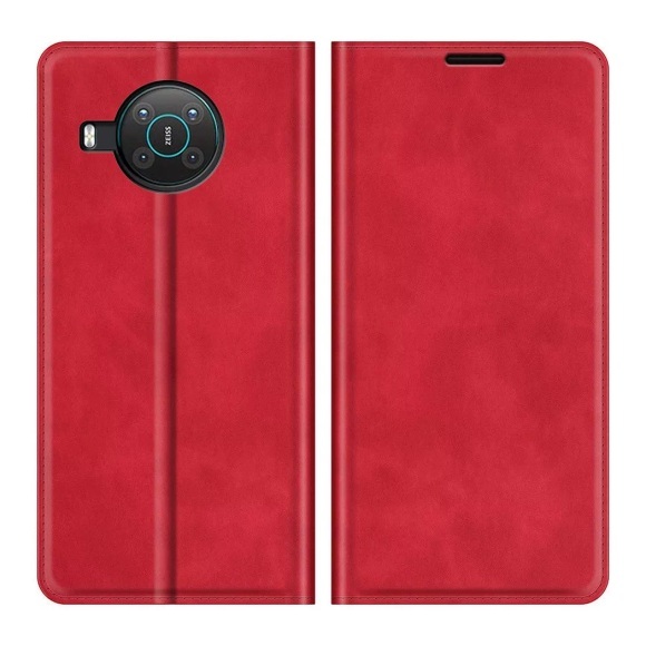 Nokia X20 - Seidige Stand Flip Case Hülle rot