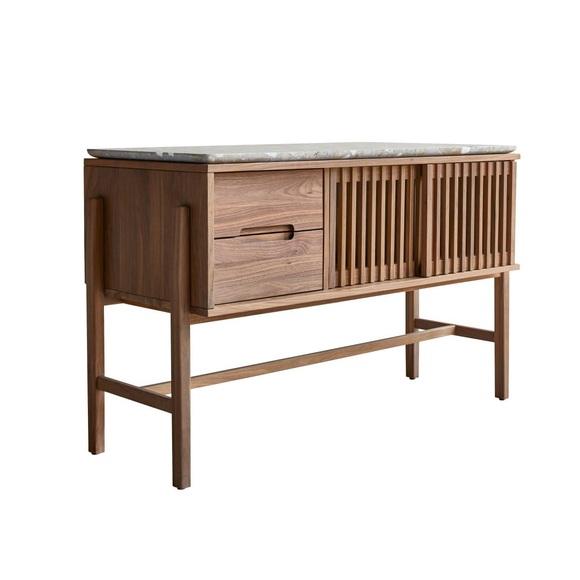 Badezimmerschrank aus Nussbaum massiv und Premium-Terrazzo 125 cm Isaure Badezimmerschrank aus Nussbaum massiv und Premium-Terrazzo 125 cm Isaure