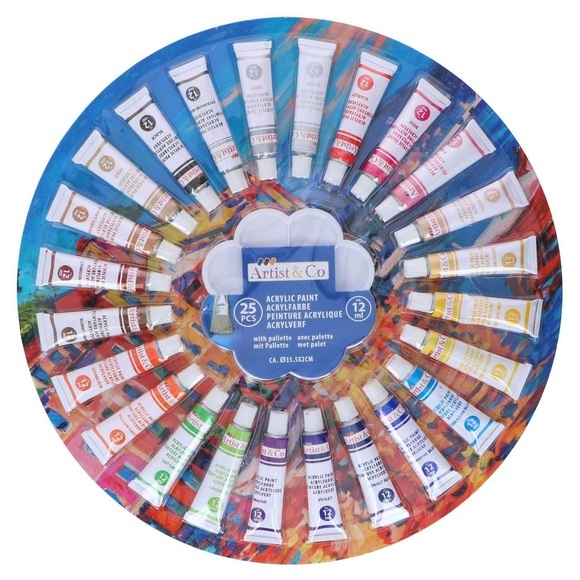 Acrylfarben - 25 Stück Mit Farbpalette Unisex