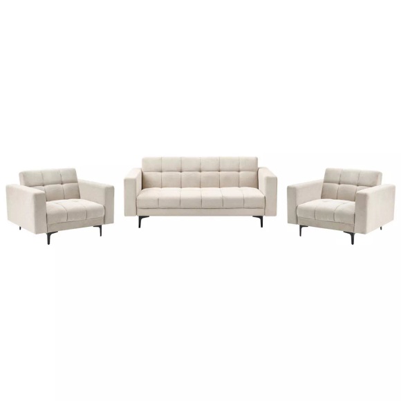 Beliani - Wohnzimmer Set aus Polyester Minimalistisch ALNES, One Size, Perle