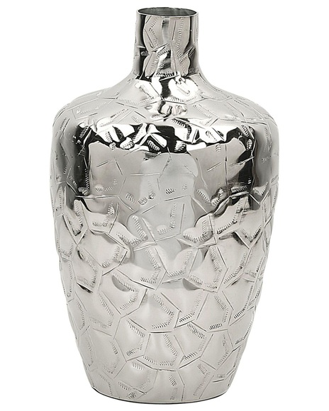 Beliani Blumenvase Aluminium silber 39 cm INSHAS Vase