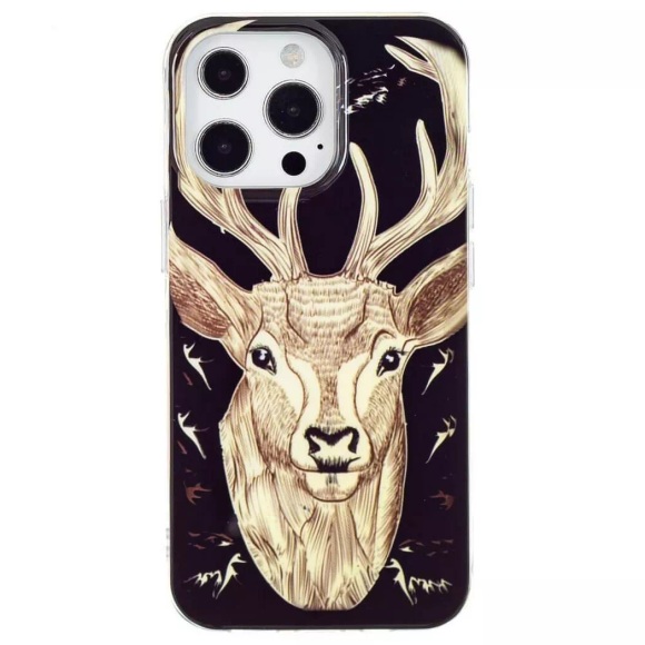 iPhone 15 Pro Max - Nachtleuchtende Silikon Hülle Hirsch