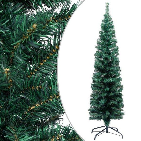vidaXL Schlanker Künstlicher Weihnachtsbaum mit Ständer Grün 150cm PVC