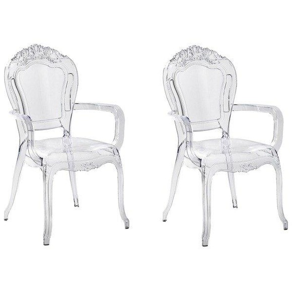 Beliani Esszimmerstuhl transparent 2er Set VERMONT II