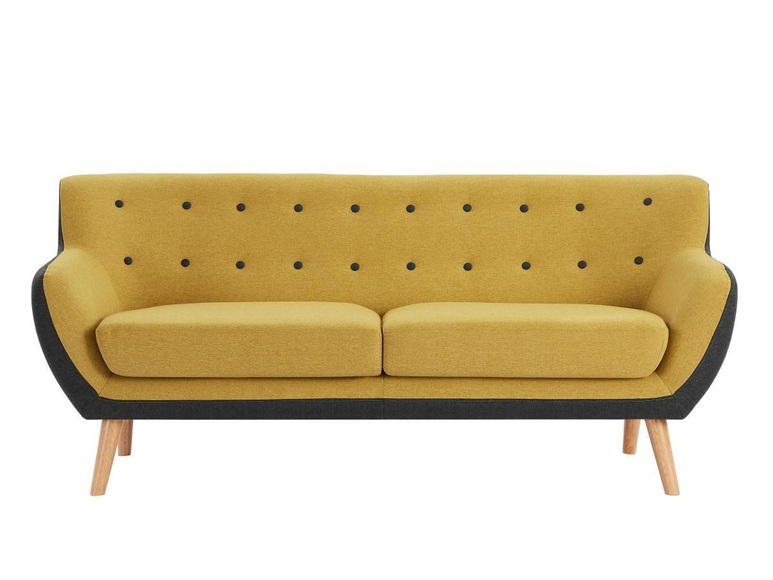 Sofa 3-Sitzer - Stoff - Anthrazit & Gelb - SERTI II Sofa 3-Sitzer - Stoff - Anthrazit & Gelb - SERTI II