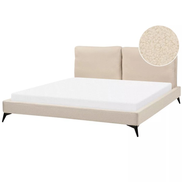 Bett mit Lattenrost aus Bouclé Klassisch MELLE Bett mit Lattenrost aus Bouclé Klassisch MELLE